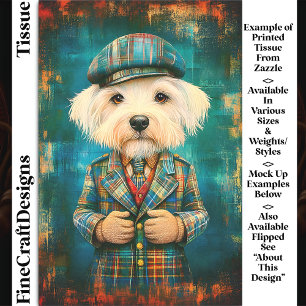White Dog As A Country Gentleman DK6LF Decoupage Tissue Paper