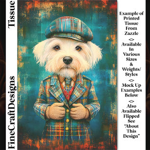 White Dog As A Country Gentleman DK6RF Decoupage Tissue Paper