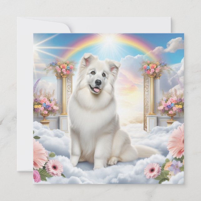 White Dog at Rainbow Bridge in Heaven Art (Front)
