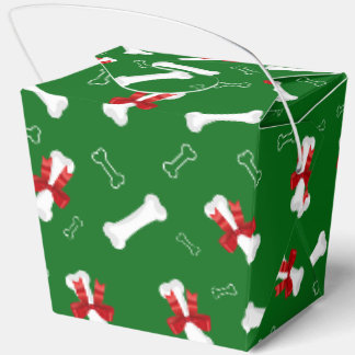 White Dog Bone Red Bow Pattern Favour Box
