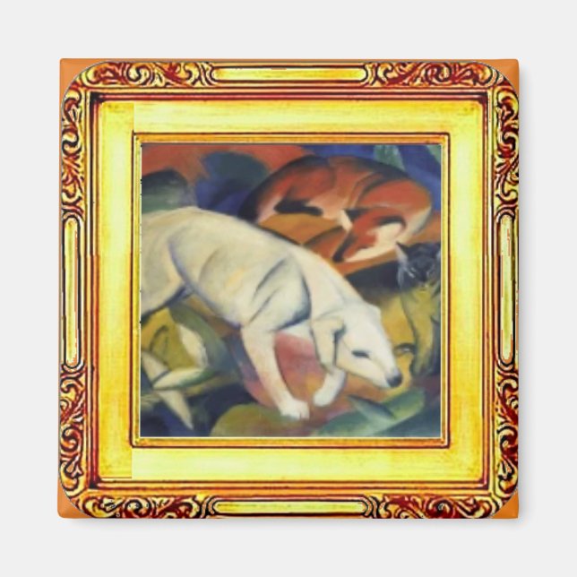 White Dog, Fox and Cat  by Franz Marc Magnet (Front)