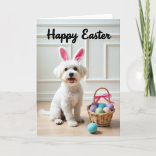 White Dog Pastel Pattern Card