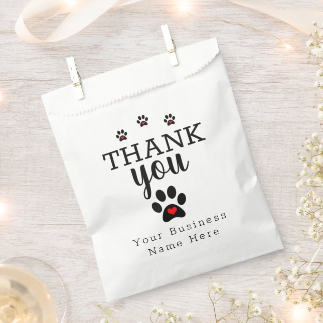 White Dog Paw Custom Thank You  Favour Bags (Clipped)