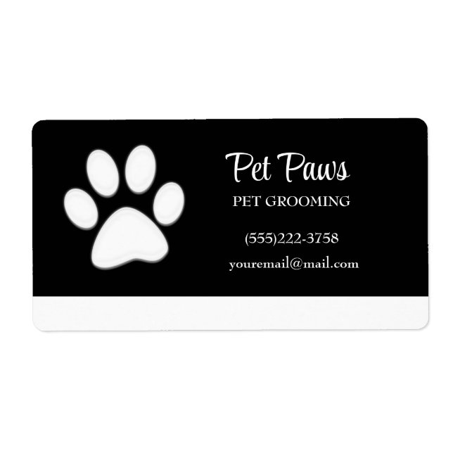  White Dog Paw on black Pet Grooming Service  Busi (Front)