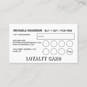 White Dog Paw on black Pet Grooming Service Loyalty Card