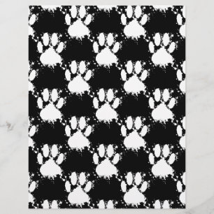 White Dog Paw Pattern With Paint Splatter