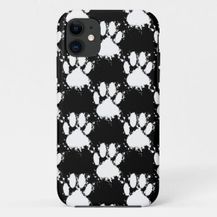 White Dog Paw Pattern With Paint Splatter Case-Mate iPhone Case
