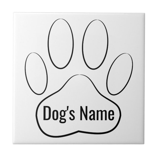 White Dog Paw Print Add Name Tile (Front)