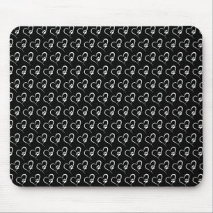 white dog paw print on heart mouse pad