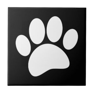 White Dog Paw Print Tile