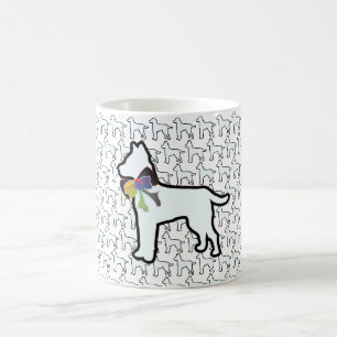 White Dog With Bow   Coffee Mug