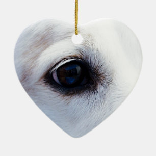 White Dog with Faithful Eyes, Animal Pets Dogs BFF Ceramic Tree Decoration