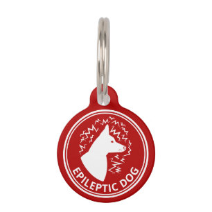 White Dog With Pricked Ears Epileptic Dog Alert Pet Tag