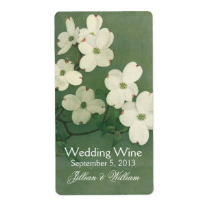 White Dog Wood Blooms Wedding Wine Mini Labels