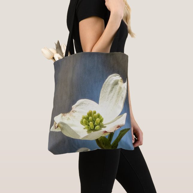 White Dogwood Bloom Tote Bag (Close Up)