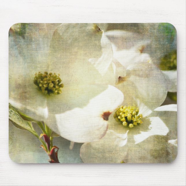 White Dogwood Flowers Mouse Pad (Front)