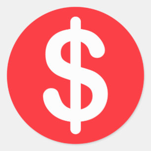 White dollar sign on red background stickers