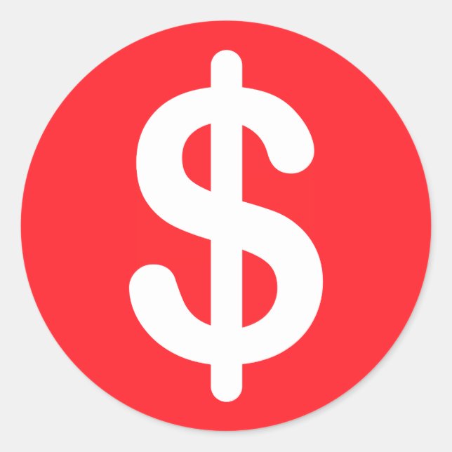 White dollar sign on red background stickers (Front)