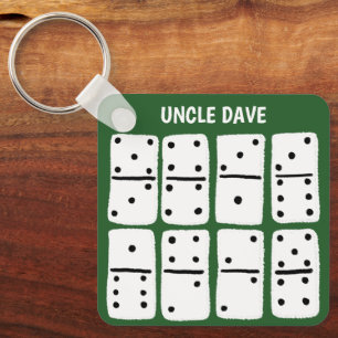 White Dominoes on Green Personalized Key Ring
