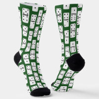White Dominoes with Black Dots on Green Patterned
