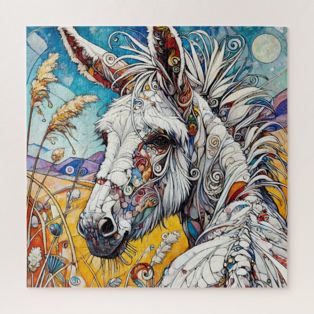 White Donkey 600 Piece Puzzle (Vertical)