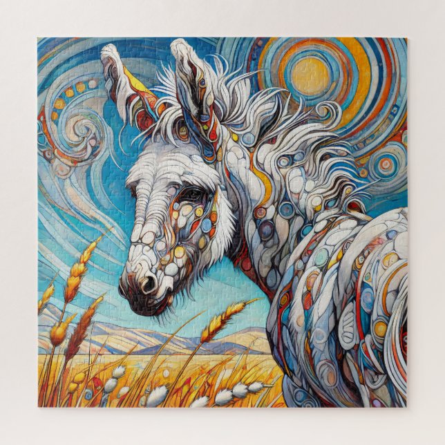 White Donkey 600 Piece Puzzle (Vertical)