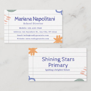 White Doodles and Scribble Teacher Business Card