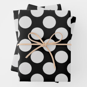 White dot and Black background Wrapping Paper Sheet