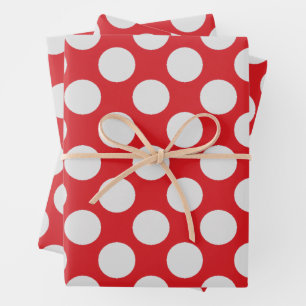 White dot and Red background Wrapping Paper Sheet