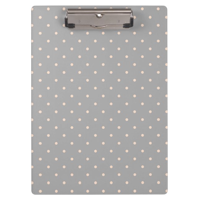 White Dot Grey Background Elegant Polka Dot Dotted Clipboard (Front)