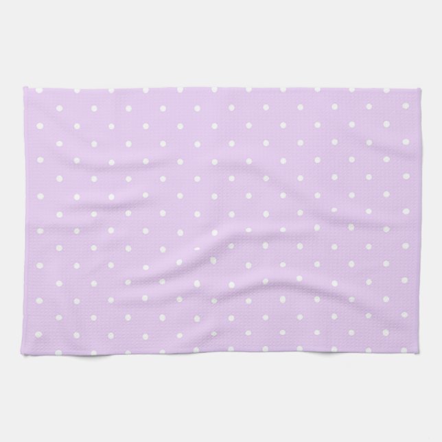 White Dot Pink Background Elegant Polka Dot Dotted Tea Towel (Horizontal)