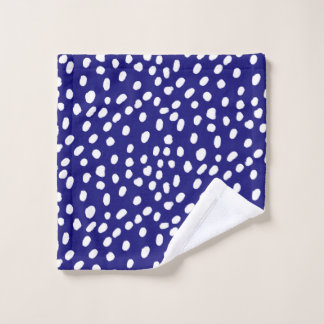 White Dots Dark Blue Wash Cloth