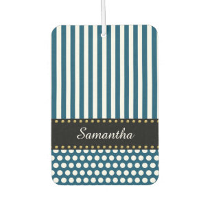 white Dots & Narrow Stripes + your ideas Car Air Freshener