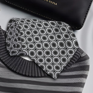 White Dots on Black Geometric Pattern Tie