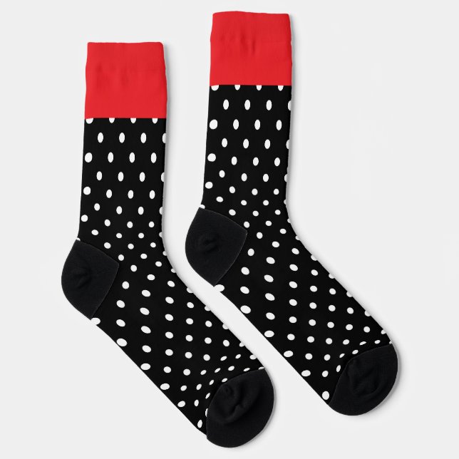 White Dots On Black Red Trim  Socks (Right)