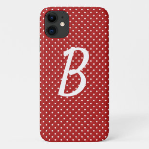 white dots on red monogram Case-Mate iPhone case