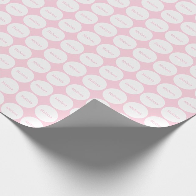 White Dots Pattern On Light Pink With Name Wrapping Paper (Corner)