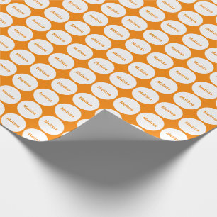 White Dots Pattern On Orange With Name Wrapping Paper