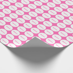 White Dots Pattern On Pink With Name Wrapping Paper