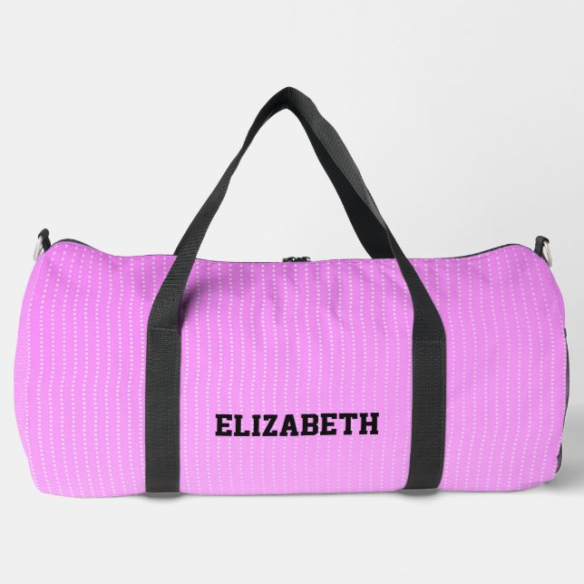 White dots pink pattern duffle bag (Front)
