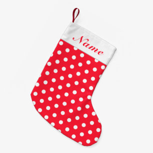 White Dots Red Christmas Stocking Personalise Name