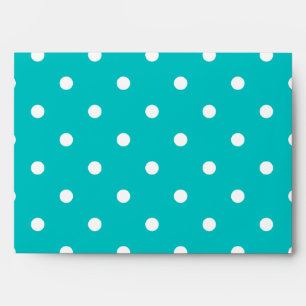White dots, Teal Polka Dot Pattern. Envelope