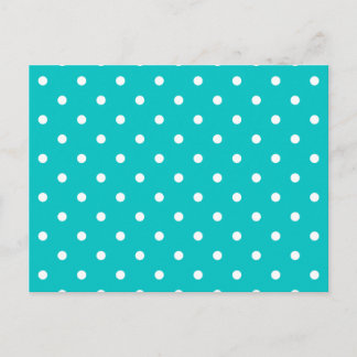White dots, Teal Polka Dot Pattern. Postcard