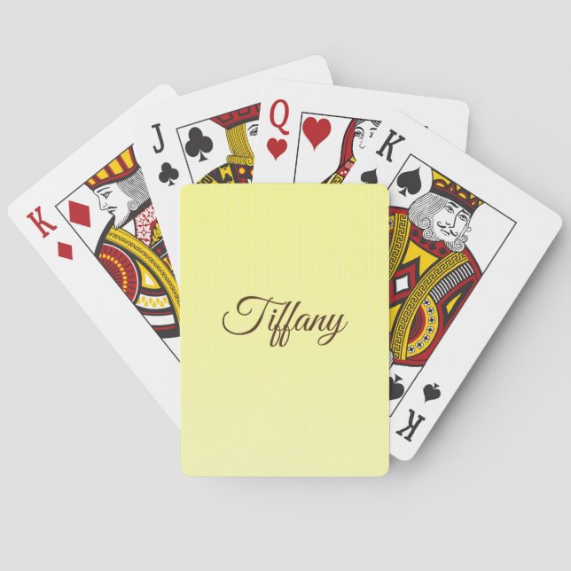 White dots yellow pattern monogram playing cards (Back)