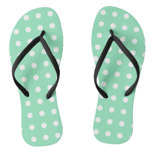 White Dotted Mint Green Modern Trendy Template Jandals