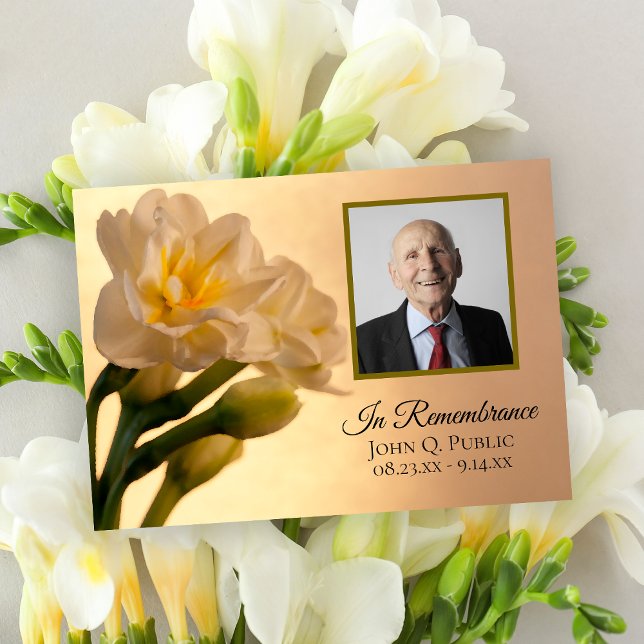 White Double Daffodils Flowers Death Anniversary Invitation (Creator Uploaded)