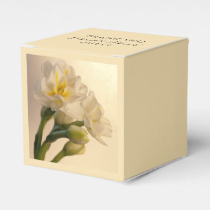 White Double Daffodils Spring Wedding Favour Box