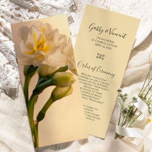 White Double Daffodils Spring Wedding Program Programme