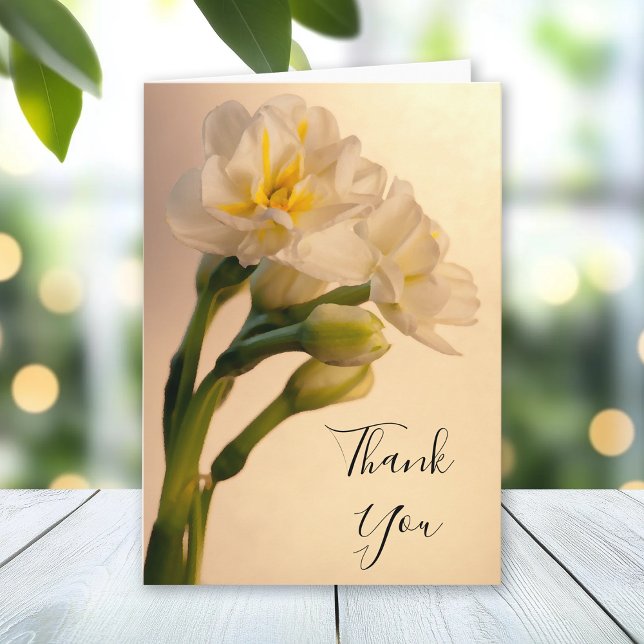 White Double Daffodils Thank You Note (Creator Uploaded)