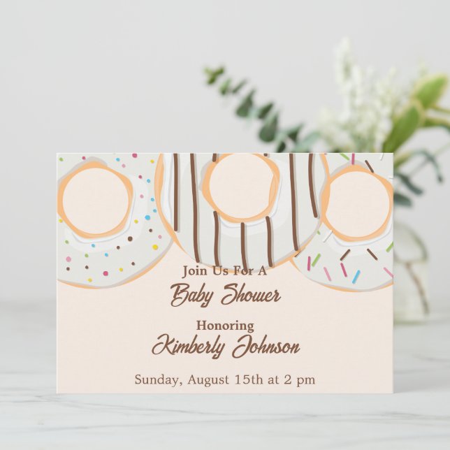 White Doughnut Delight Baby Shower Invitation (Standing Front)